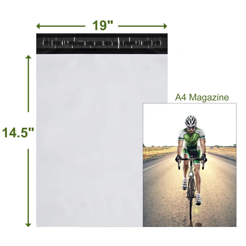 SJPACK 100pcs 14.5x19 Poly Mailers 2.5 Mil Envelopes Shipping Bags With Self Sealing Strip, White Poly Mailers - Image 2